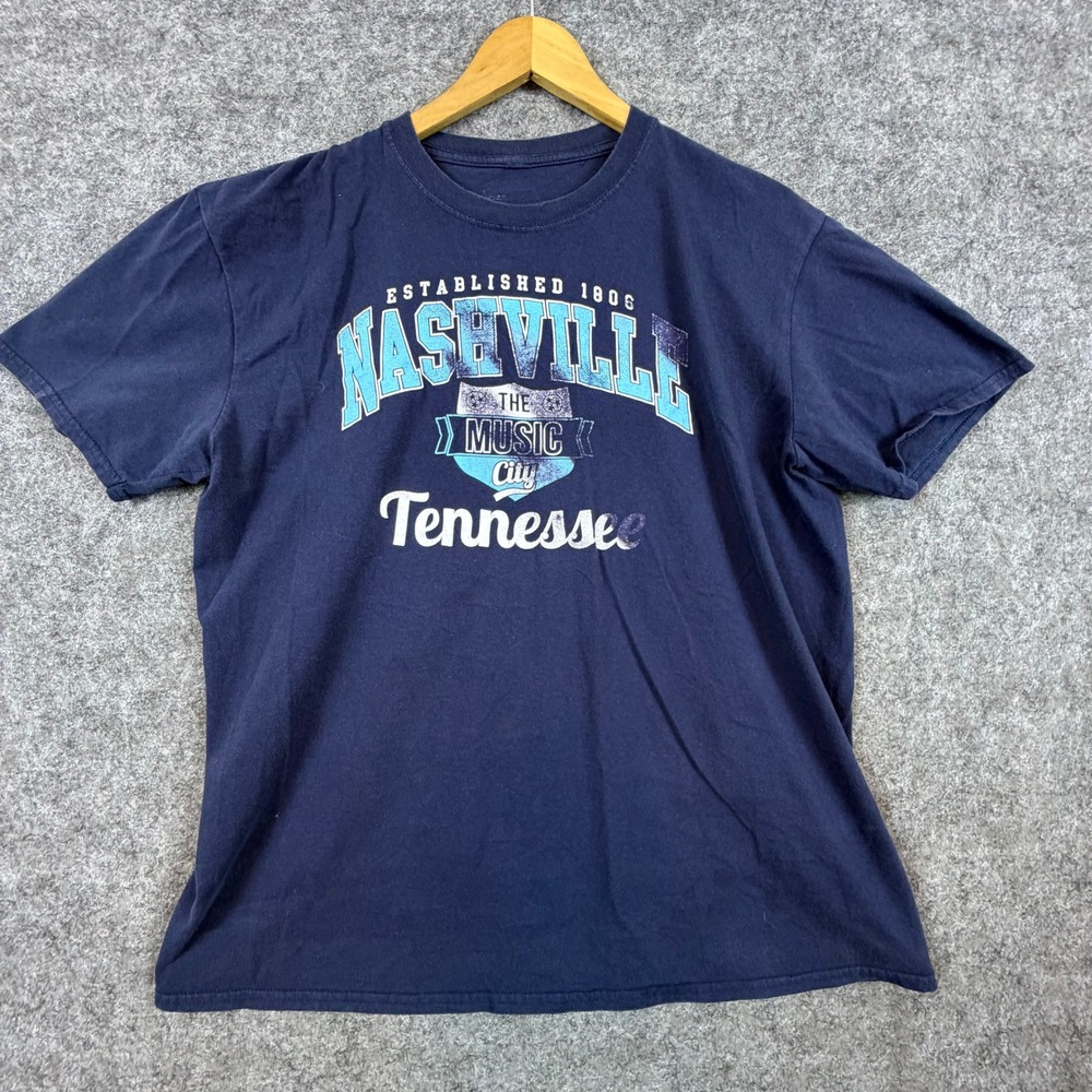 Music‎ City Tennessee Nashville T-Shirt Mens XL Navy Blue Graphic Tee